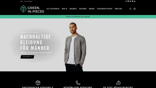 Website Screenshot: green.in.pieces - Nachhaltige Kleidung Männer online kaufen | green.in.pieces - Date: 2023-06-20 10:42:02