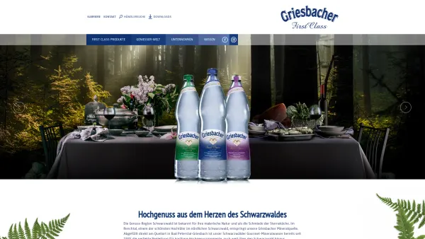 Website Screenshot: Griesbacher Mineral und Heilquellen GmbH - Willkommen bei Griesbacher - Das Mineralwasser aus dem Herzen des Schwarzwaldes - Date: 2023-06-16 10:12:27