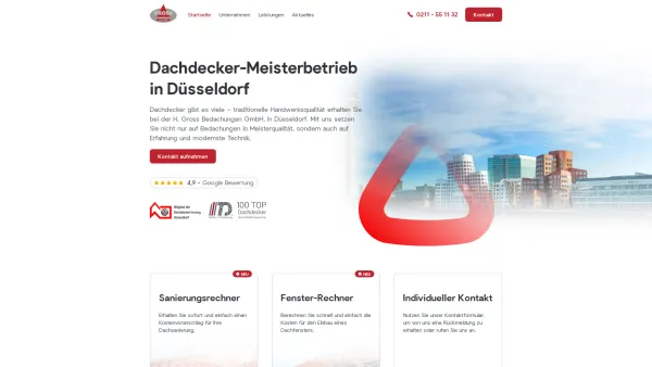 Website Screenshot: H. Gross Bedachungen GmbH -  Erfolg mit alter  Handwerkstradition und moderner Technik - H. Gross Bedachungen GmbH - Date: 2023-06-20 10:37:41