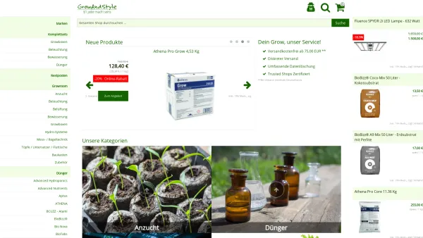Website Screenshot: GrowAndStyle Nico Schultz - Growshop - alle Tools für die Pflanzenzucht - growandstyle.de - Date: 2023-06-20 10:37:41