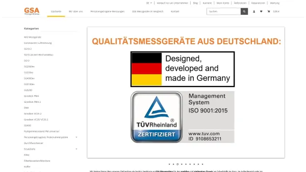 Website Screenshot: GSA Messgerätebau GmbH - Onlineshop GSA-Messgeräte für Asbestmessung - Staubbelastung - Date: 2023-06-20 10:37:41
