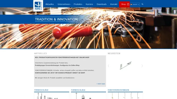 Website Screenshot: GSG Baubeschläge GmbH - GSG Baubeschläge - Fensterbeschläge | Türbeschläge | Torbeschläge | Stanzteile - GSG Baubeschläge GmbH Elsterwerda - Date: 2023-06-20 10:37:41
