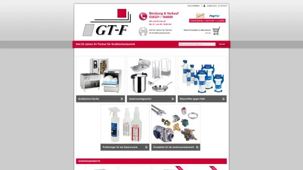 Website Screenshot: GT-F - GT-F - Großküchentechnik, Großküchenbedarf und Ersatzteile - Date: 2023-06-20 10:37:44