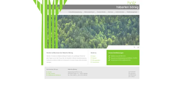 Website Screenshot: Häberlen-Börsig Verpackungs GmbH & Co. KG - Häberlen-Börsig - Spezialist im Bereich Industrieverpackung, Holzhandel und Abbund | Willkommen - Date: 2023-06-20 10:42:03