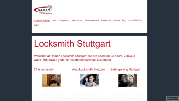 Website Screenshot: 24h Aufsperr und Schlüsseldienst Haman - Locksmith Stuttgart | Haman Schlüsseldienst - Date: 2023-06-20 10:37:44