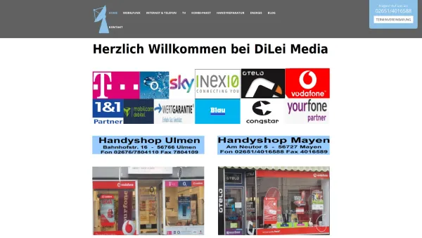Website Screenshot: DiLei Media - Handyverträge, Reparatur, Internet und vieles mehr | Dilei Media › Handyshop Ulmen & Mayen - Date: 2023-06-20 10:37:47