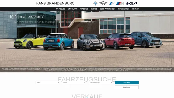 Website Screenshot: Hans Brandenburg GmbH - BMW, MINI, Kia: Neu-, Gebrauchtwagen, Service - Hans Brandenburg GmbH - Date: 2023-06-20 10:37:47