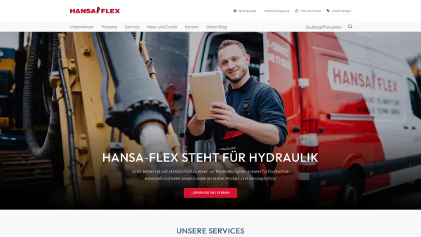 Website Screenshot: HANSA - FLEX Hydraulik GmbH -  Hydraulikschläuche · Verbindungselemente · Hydraulikkomponenten · Metallschläuche - Ihr Systempartner für Hydraulik | HANSA-FLEX: Ihr Systemanbieter rund um die Hydraulik - die HANSA-FLEX AG - Date: 2023-06-20 10:37:47