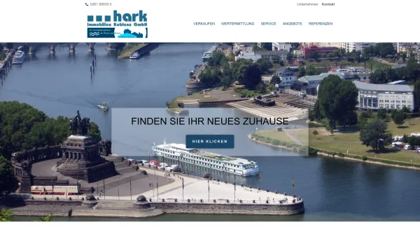 Website Screenshot: Hark Immobilien Koblenz GmbH - Hark Immobilien Koblenz GmbH – Ihr Immobilienpartner an Rhein und Mosel - Date: 2023-06-20 10:37:47