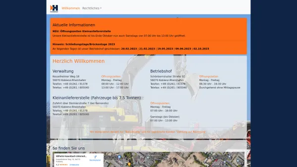 Website Screenshot: Wilh. Hasenbach, Unternehmer Erich Arens GmbH -  Aus Bauschutt wird Rohstoff - Wilhelm Hasenbach GmbH: Willkommen - Date: 2023-06-20 10:37:47