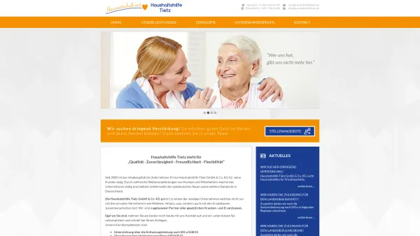 Website Screenshot: Haushaltshilfe Tietz - Home - Seniorenbetreuung - Hilfe im Haushalt - Haushaltshilfe Tietz - Date: 2023-06-20 10:37:47