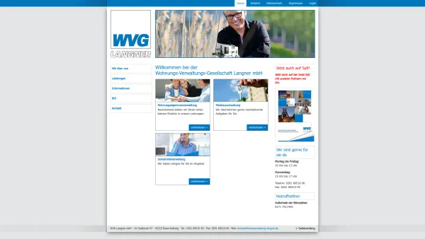 Website Screenshot: Wohnungs Verwaltungs Gesellschaft Langner mbH -  Kompetent - Professionell - Innovativ - Zuverlässig - Engagiert - Home | WVG Langner - Date: 2023-06-20 10:37:47