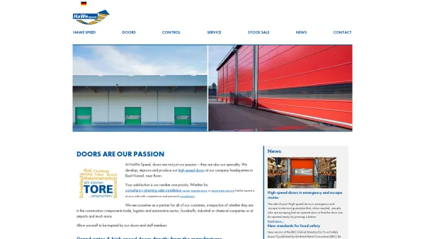 Website Screenshot: HaWe Speed Schnelllauftore GmbH - High-speed doors direct from the manufacturer - HaWe Speed GmbH - Date: 2023-06-20 10:37:47