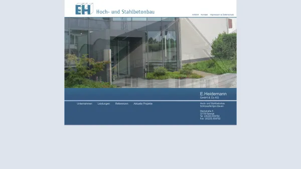 Website Screenshot: Bauunternehmung Heidemann GmbH + Co. KG - Heidemann Bau | Willkommen - Date: 2023-06-20 10:37:50