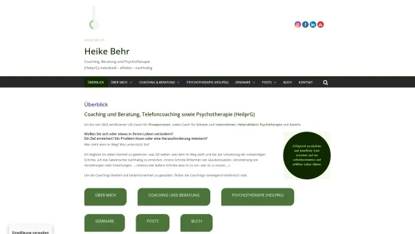 Website Screenshot: Coaching und Beratung Heike Behr - Coach Heike Behr: Telefon-Coaching, Beratung & Psychotherapie HeilprG - Date: 2023-06-20 10:37:50