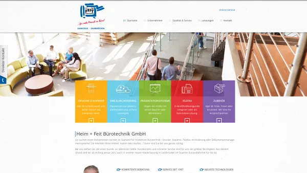 Website Screenshot: Heim + Feit Bürotechnik GmbH - Drucker und Kopierer mieten, kaufen oder leasen im Saarland // Heim + Feit Bürotechnik GmbH - Date: 2023-06-20 10:37:50