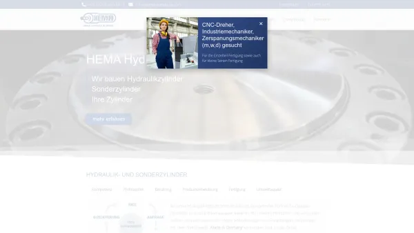 Website Screenshot: Hema Hydraulik GmbH - Hydraulikzylinder der Hema Hydraulik GmbH in Freiburg - Date: 2023-06-20 10:37:50