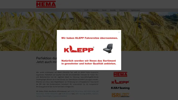 Website Screenshot: Hema Fahrersitze - Hema Klepp Sitze Fahrersitz Traktor Klepp Schlepper Stapler Baumaschinen Klepp - Date: 2023-06-20 10:37:50