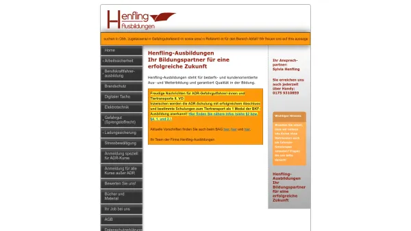 Website Screenshot: Henfling-Ausbildungen Stapler Kran Gefahrgut - Henfling Ausbildungen - bedarfs- und kundenorientierte Aus- und Weiterbildung - Date: 2023-06-20 10:37:50