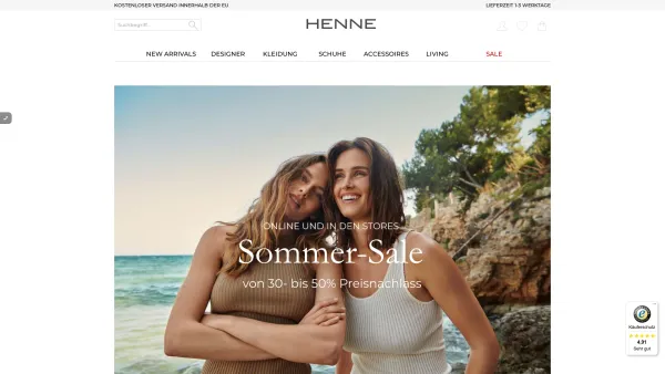 Website Screenshot: HENNE Fashion Online-Shop - henne-fashion.com | Aktuelle Designer Mode im HENNE Online Shop kaufen | HENNE - Date: 2023-06-20 10:37:50