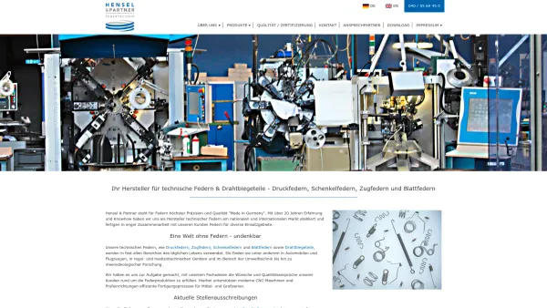 Website Screenshot: Hensel & Partner GmbH Feder und Technik - Hersteller für technische Federn und Drahtbiegeteile - Date: 2023-06-20 10:37:50