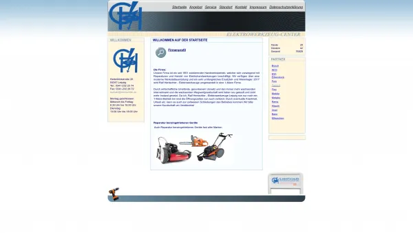 Website Screenshot: Hentschler GmbH Spezialwerkstatt für Elektrowerkzeuge - Willkommen auf der Startseite - Date: 2023-06-20 10:37:50