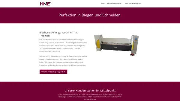 Website Screenshot: HERA Maschinenbau GmbH -  Ihr Partner  für Blechbearbeitungsmaschinen - Home - HME - Date: 2023-06-20 10:37:50