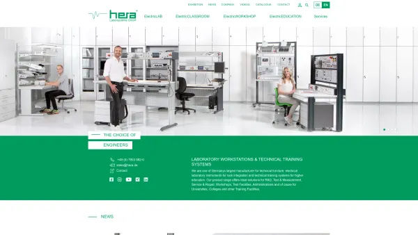 Website Screenshot: hera Laborsysteme GmbH - Electric Lab Bench Technical Training System Metrology Calibration Education - Hera - EN - Date: 2023-06-20 10:42:05