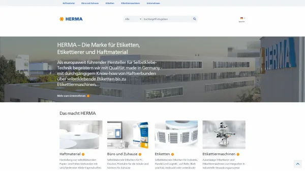 Website Screenshot: HERMA GmbH - HERMA - Die Marke für Etiketten, Etikettierer & Haftmaterial - Date: 2023-06-20 10:37:50
