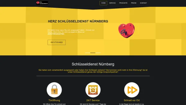 Website Screenshot: Herz Schlüsseldienst Nürnberg - Schlüsseldienst Nürnberg günstiger Festpreis - Fürth - Erlangen - Date: 2023-06-20 10:37:50