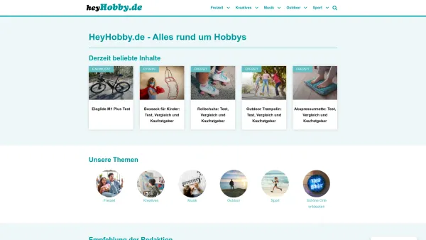 Website Screenshot: Heyhobby.de Wissenswertes zu Deinen liebsten Hobbys - Home | heyhobby.de - Date: 2023-06-20 10:42:05