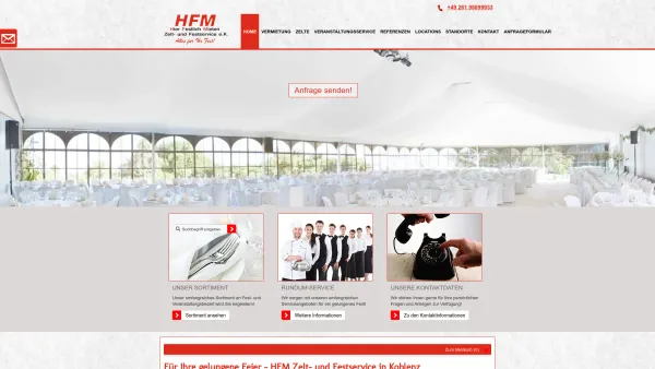 Website Screenshot: HFM Zelt und Festservice oHG - HFM Zelt- und Festservice - Zelte und mehr mieten - Date: 2023-06-20 10:37:52