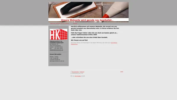 Website Screenshot: Hildebrand + Kern GmbH Fliesenfachgeschäft + Fachmarkt -  Aktuelle Ausstellung! - Hildenbrand-Kern e.K. - Webseite befindet sich im Aufbau! - Date: 2023-06-20 10:37:52