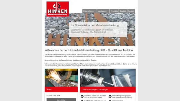 Website Screenshot: HINKEN Metallverarbeitung e.K. -  Ihre  Ideen - unser Know How - bringen den Erfolg! - Hinken Metallverarbeitung oHG - Date: 2023-06-20 10:37:52