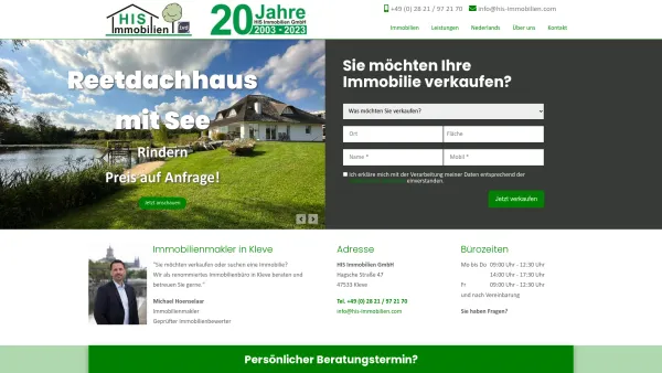 Website Screenshot: HIS Immobilien GmbH Klever Immobilien-Center - Immobilien Kleve Immobilienmakler - HIS - Date: 2023-06-20 10:37:53