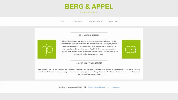 Website Screenshot: Anwaltskanzlei Hermann-Josef Berg - Berg & Appel - Rechtsanwälte - Date: 2023-06-20 10:37:53