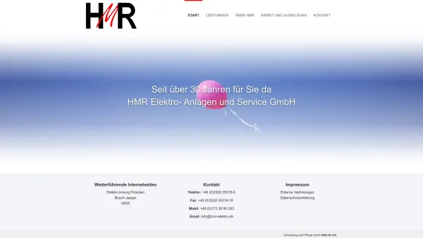 Website Screenshot: Elektro-Anlagen und Service GmbH -  Elektroanlagen aller Art - HMR Elektro- Anlagen und Service GmbH: HMR Elektro- Anlagen und Service GmbH - Date: 2023-06-20 10:37:53