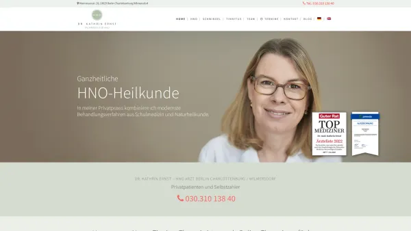 Website Screenshot: Dr. med. Kathrin Ernst  Fachärztin für HNO - HNO Charlottenburg | HNO-Arzt Berlin • Dr. Kathrin Ernst - Date: 2023-06-20 10:42:05