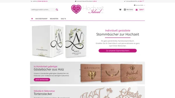 Website Screenshot: Hochzeitideal.de - Hochzeitsshop » Gastgeschenke & Deko | Hochzeitideal.de - Date: 2023-06-20 10:37:53