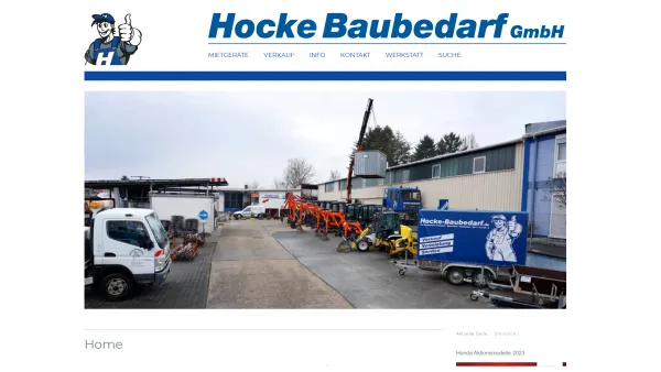 Website Screenshot: Hocke-Baubedarf GmbH -  Baumaschinen ·  Baugeräte - Verkauf · Vermietung · Service - Home - Date: 2023-06-20 10:37:53