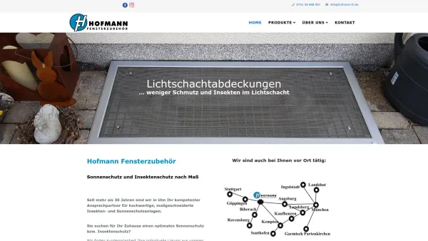 Website Screenshot: Hofmann Fensterzubehör Insektenschutz & Sonnenschutz - Home - Date: 2023-06-20 10:37:53