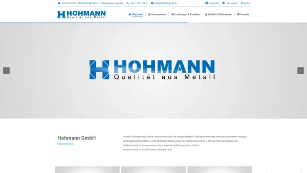 Website Screenshot: Hohmann GmbH Blechbe- u. Verarbeitung - Hohmann GmbH – Qualität aus Metall - Date: 2023-06-20 10:37:55