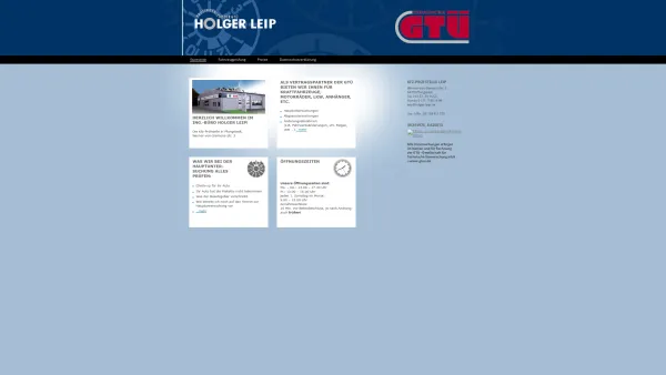 Website Screenshot: GTÜ Gesellschaft für Technische Überwachung Prüfstelle Holger Leip -  Mehr Service für Sicherheit - Holger Leip | Prüfingenieur der GTÜ - Date: 2023-06-20 10:37:56