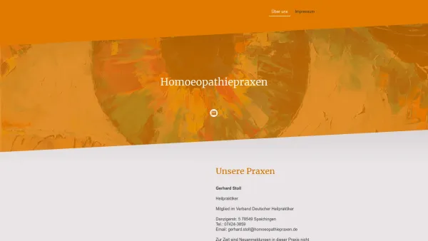 Website Screenshot: Heilpraktiker Stoll Homöopatische Praxis -  Akupunktur, Neuraltherapie, Eigenbluttherapie, Photonentherapie - Über uns - Date: 2023-06-20 10:37:56