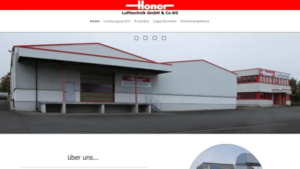 Website Screenshot: Honer Lufttechnische Anlagen GmbH & Co. KG - Willkommen bei HONER - Date: 2023-06-20 10:37:56