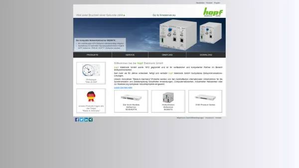 Website Screenshot: hopf Elektronik GmbH -  Industriefunkuhren ·  Netzwerksynchronisation · Zeitanzeigesysteme - Time Reference Systems - Made in Germany - Date: 2023-06-20 10:37:56