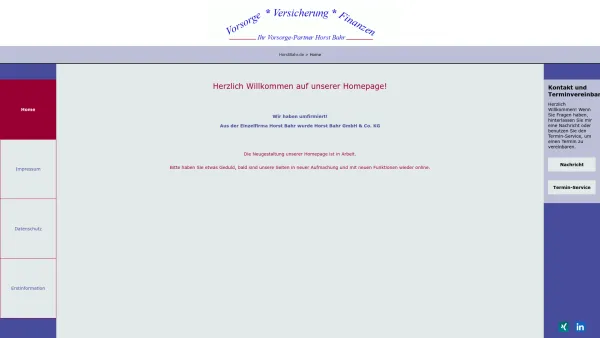 Website Screenshot: Ihr Vorsorge-Partner Horst Bahr - Home - Ihr Vorsorge-Partner Horst Bahr - Date: 2023-06-20 10:37:56