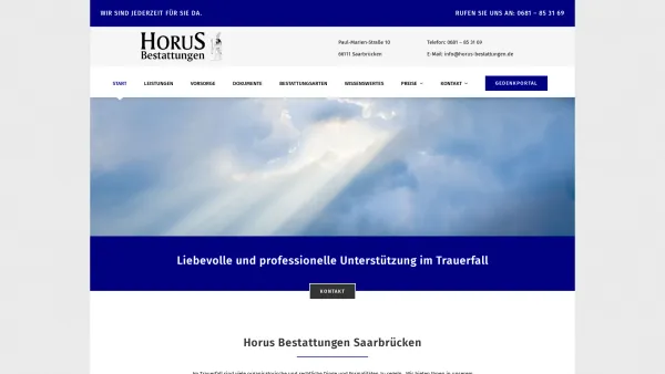 Website Screenshot: Horus Bestattungen - Horus Bestattungen – In Saarbrücken • Paul-Marien-Straße 10 – 66111 Saarbrücken - Date: 2023-06-20 10:37:56