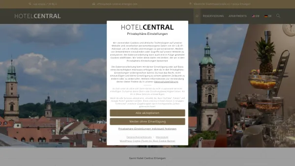 Website Screenshot: Central Hotel - Herzlich willkommen in Erlangen | Hotel Central Erlangen - Date: 2023-06-20 10:37:56