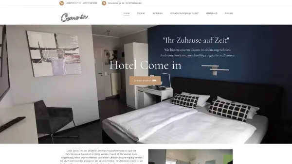 Website Screenshot: Hotel Come in -  Ihre Zufriedenheit ist unser Anliegen! - Hotel in Menden - Come in - Date: 2023-06-20 10:37:56